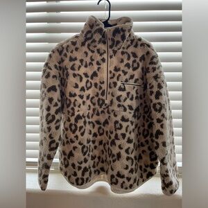 New Barbour Cream and Brown Fleece Jacket women size L